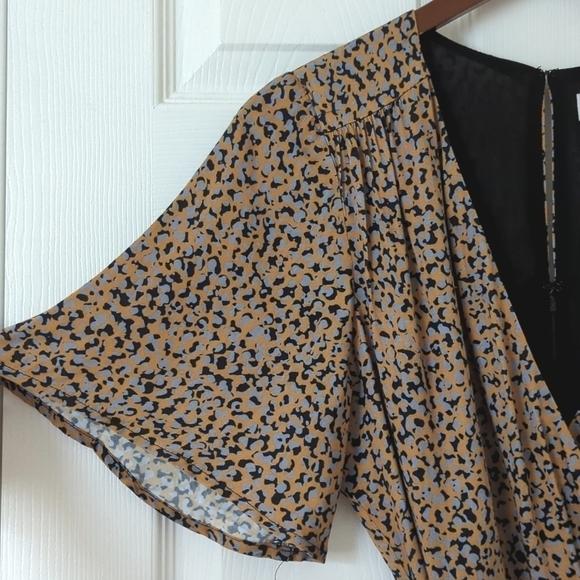 Greylin Anthropologie Galena Surplice Short Sleeve Wide Leg Jumpsuit Honey XS - Picture 4 of 16